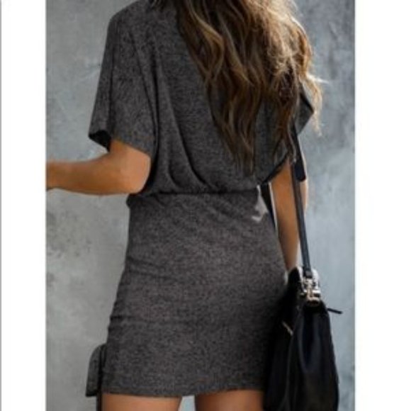 Boutique Relaxed Fit Gray T- Shirt  Dress - Picture 2 of 3